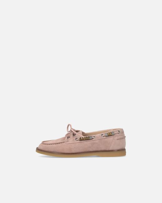 Pinko White Suede Moccasins With Jewel Details