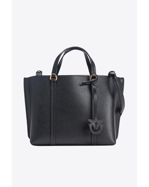 Pinko Black Classic Tumbled Leather Shopper Bag