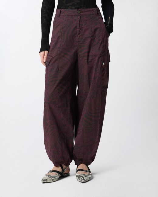 Pinko Purple Balloon Trousers With Animal Motif