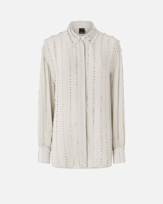 Pinko White Lightweight Shirt With Jewel Stripes