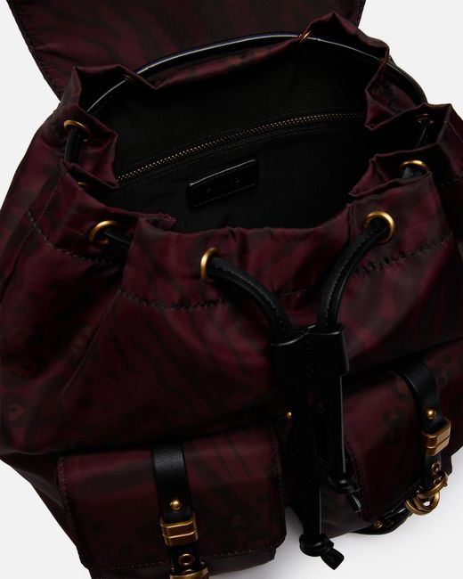 Pinko Purple Medium Nylon Backpack With Animal Print