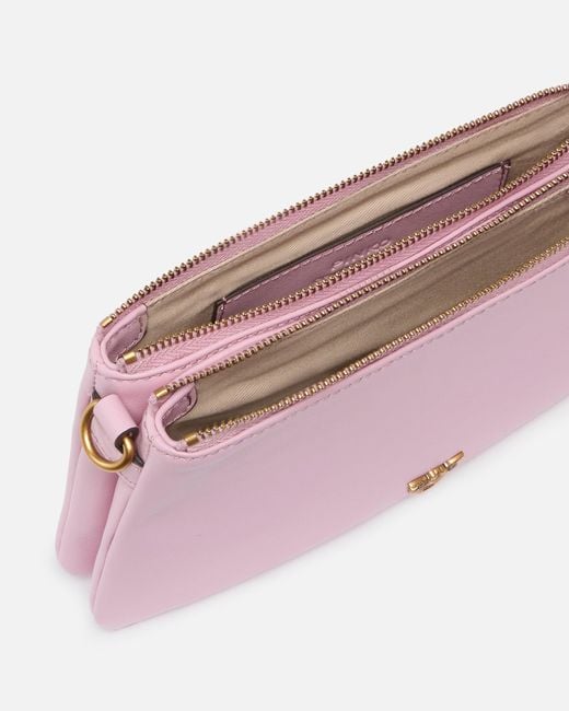 Pinko Pink Leather Mini Double Bag With Shoulder Strap