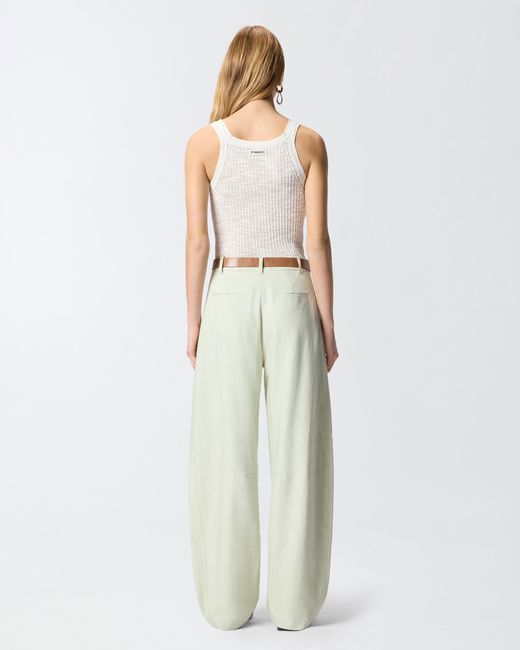 Pinko White Ribbed Vest Top With Logo