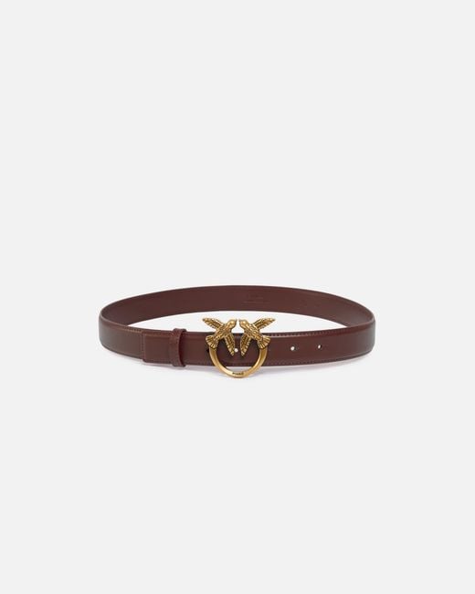 Pinko White Love Birds Leather Belt 3Cm