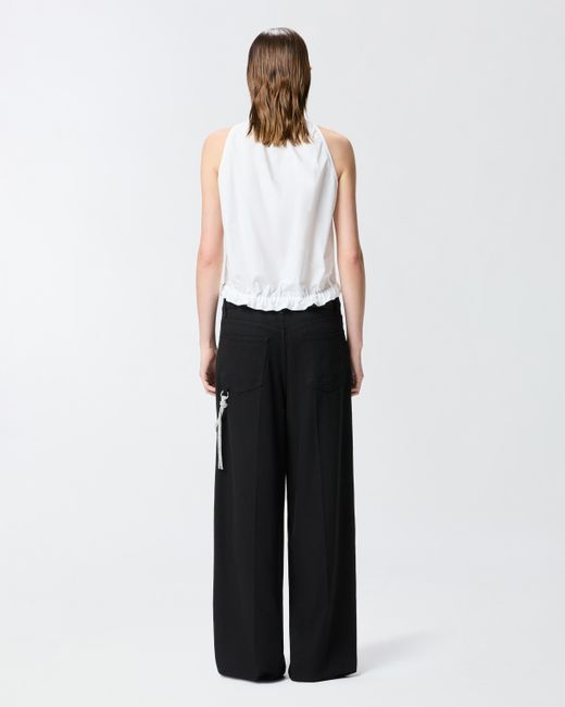 Pantalones Anchos De Corte Holgado Con Cadena Joya Pinko de color Black
