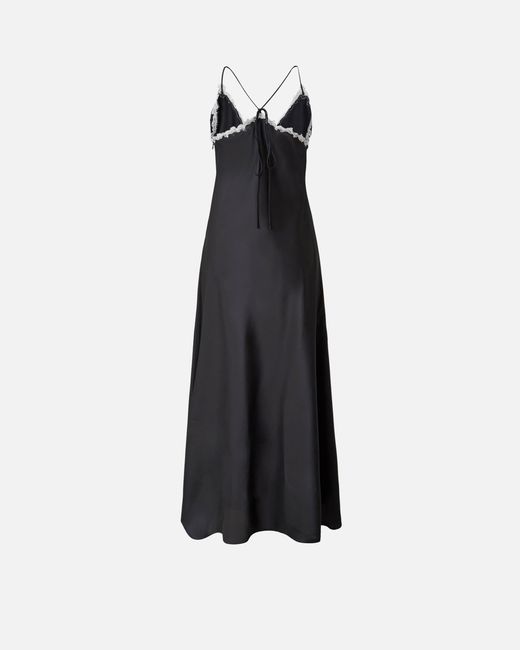 Pinko Blue Long Dress With Lace Inserts