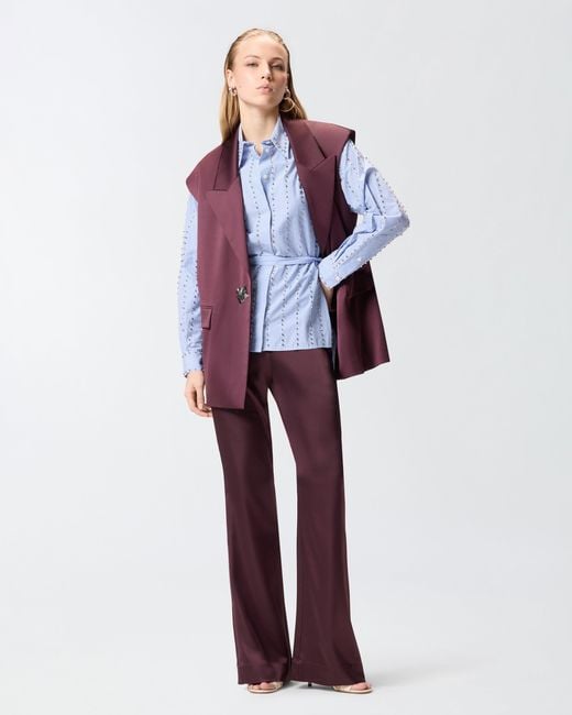Pinko Blue Striped Shirt With Jewel Embellishment