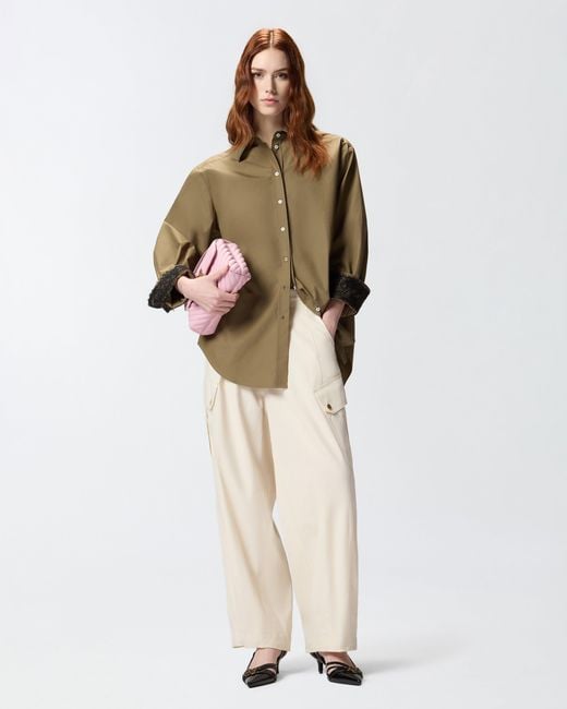 Pinko Natural Poplin Shirt With Lace Details