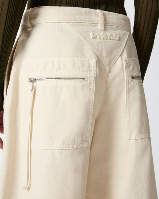 Pinko Natural Wide-leg Cotton Bermuda Shorts With Pockets