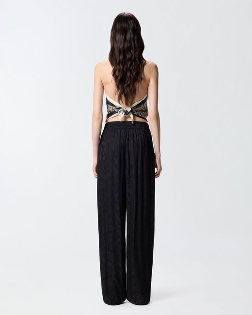 Pinko Black Floral Jacquard Trousers