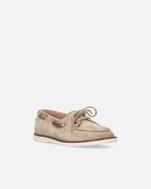 Pinko White Suede Moccasins With Jewel Details