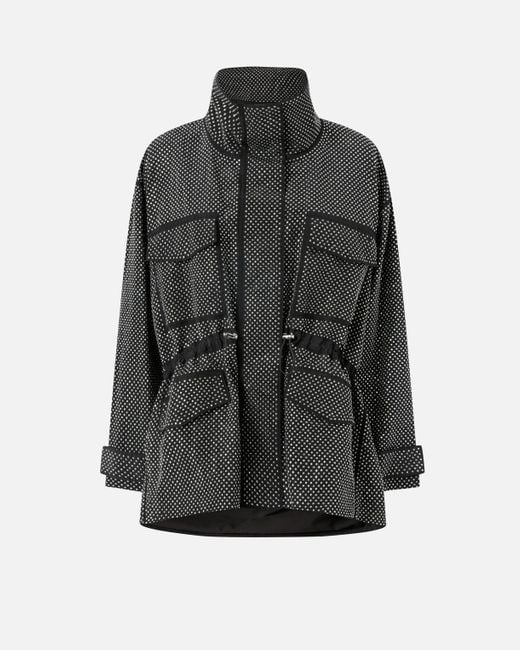 Parka Technique Avec Mini Clous Effet Strass Pinko en coloris Gray