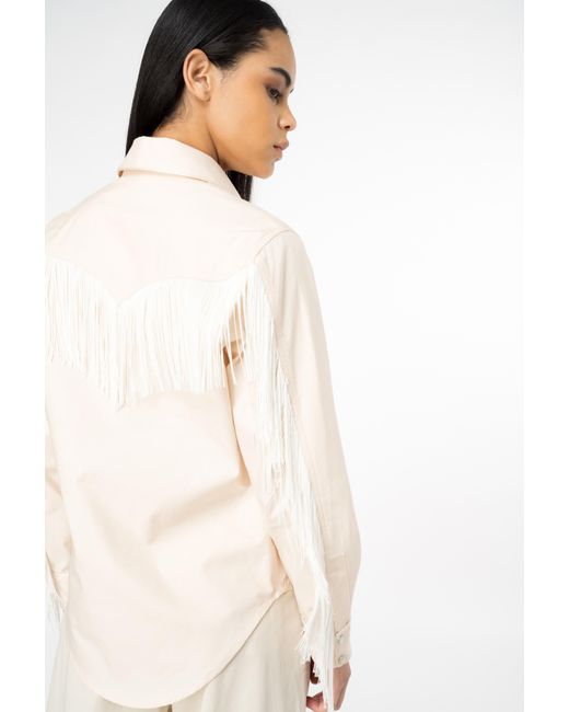 Pinko Natural Shirt With Fringing On The Back