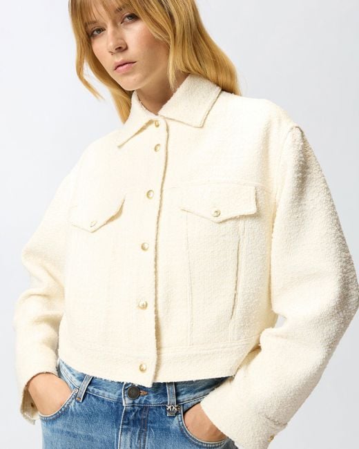 Pinko Natural Cotton And Wool Bouclé Trucker Jacket