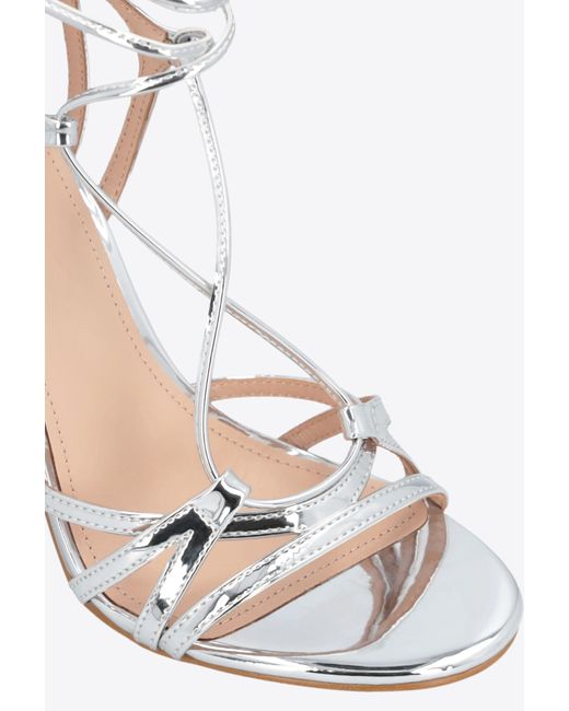 Pinko White Laminated Mirror-effect Sandals