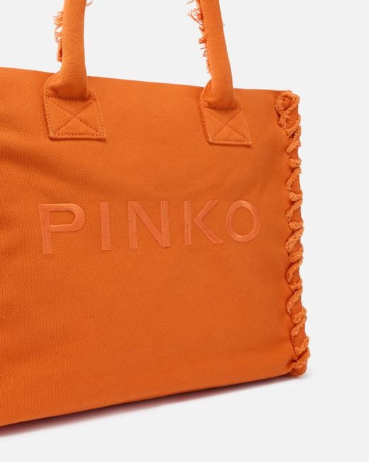 Pinko Orange Medium Beach Shopping Tote