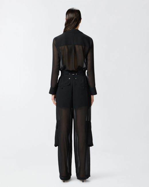 Mono De Georgette Con Bolsillos Cargo Pinko de color Black
