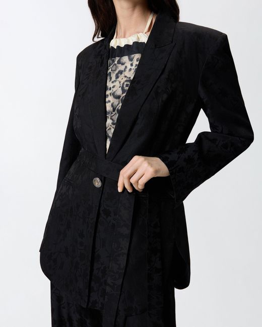 Pinko Black Floral Jacquard Kimono Jacket