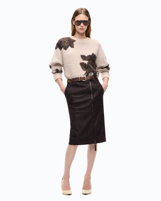 Pinko Natural Wool- And Alpaca-Blend Sweater With Floral Motif