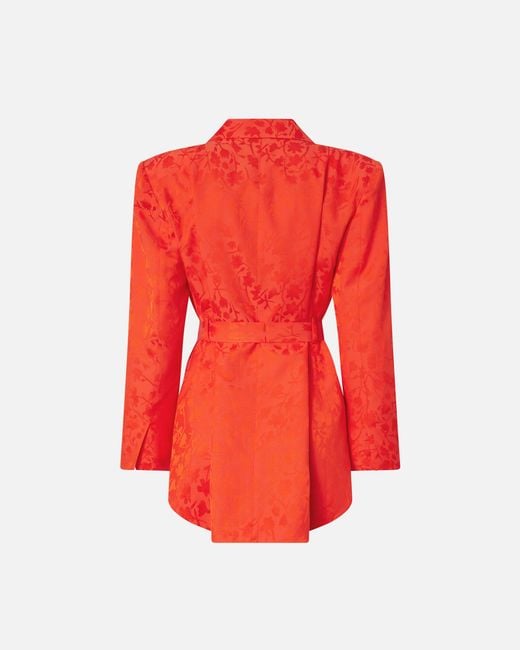 Pinko Red Floral Jacquard Kimono Jacket