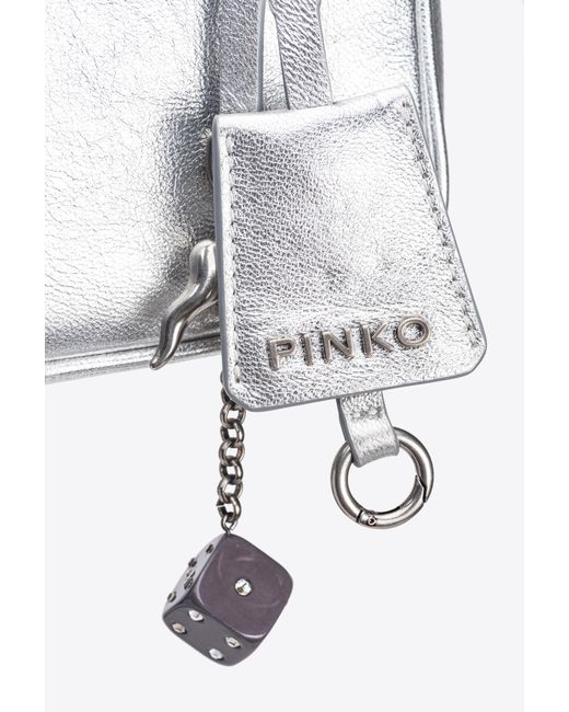 Mini Bowling Bag laminata di Pinko in Gray
