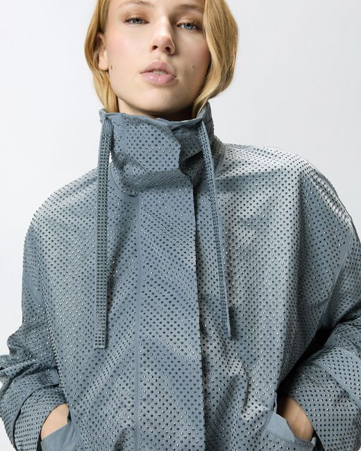 Pinko Blue Blouson Jacket With All-Over Micro Studs