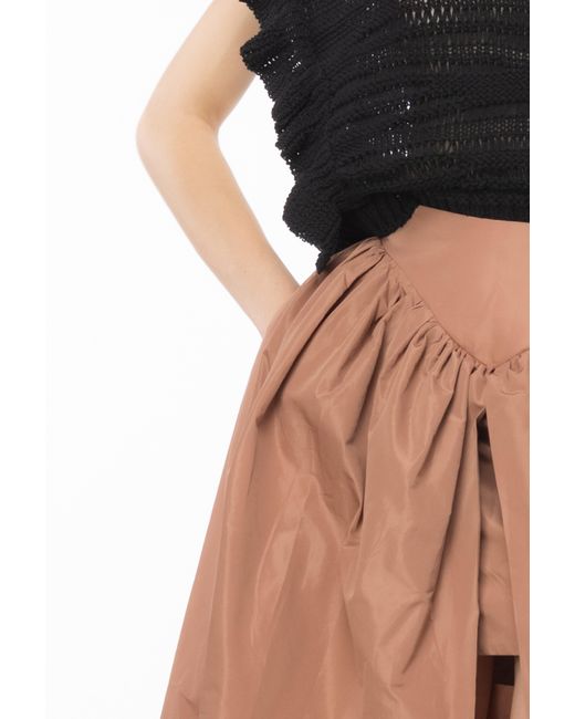 Pinko Brown Taffeta Maxi Skirt With Slit