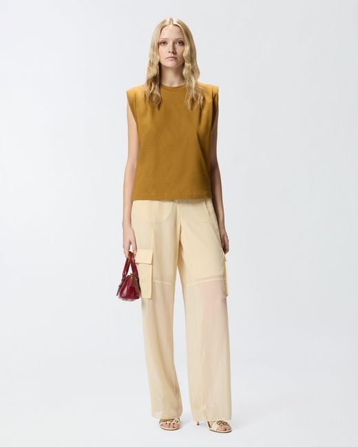 Pinko White Sleeveless Double Jersey T-Shirt