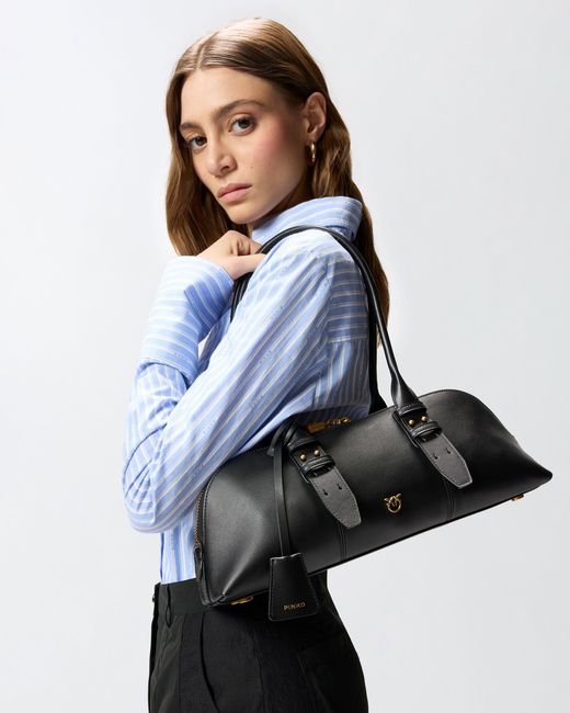 Pinko Black Escape Bag Horizontal Large Shoulder Bag