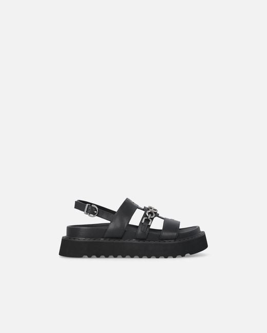Pinko White Leather Sandals With Chain