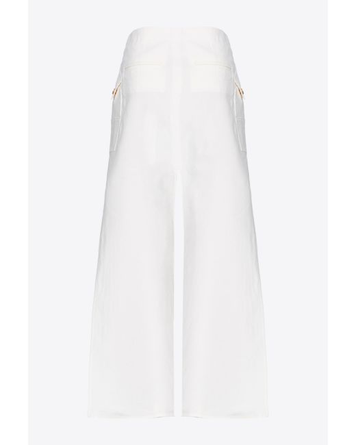 Pinko White Linen Skirt With Slits