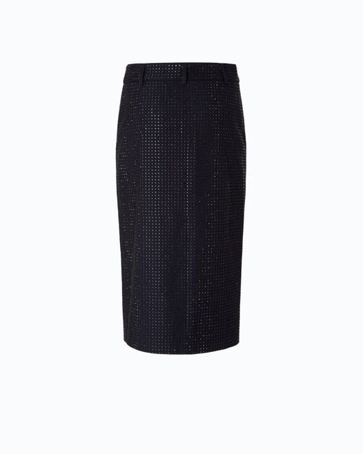 Pinko Blue Fully Rhinestoned Calf-Length Wrap Skirt