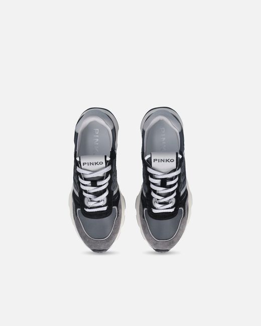 Pinko White Suede Sneakers With Logo