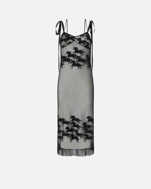 Vestido Midi Transparente Con Diseño De Caballos Reimagine X Patrick Mcdowell Pinko de color White