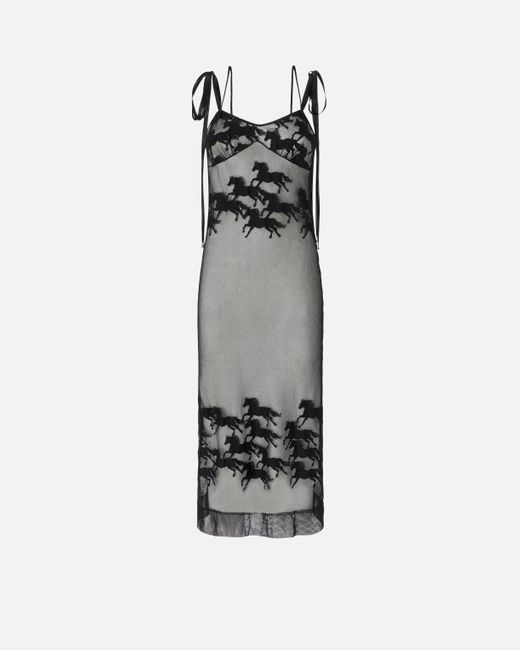 Vestido Midi Transparente Con Diseño De Caballos Reimagine X Patrick Mcdowell Pinko de color White