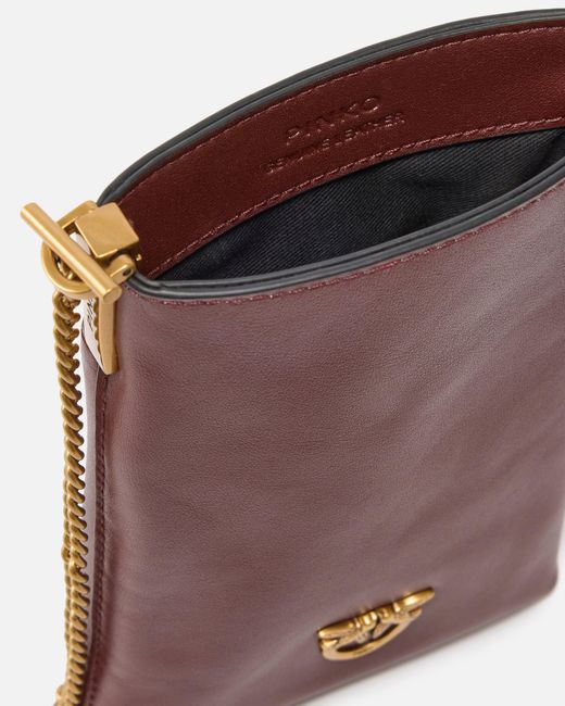 Pinko Purple Leather Smartphone Case With Shoulder Strap