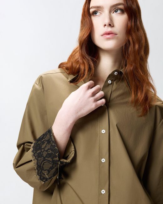 Pinko Natural Poplin Shirt With Lace Details
