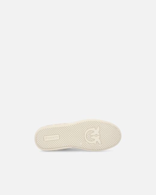 Pinko White High-Soled Flatform Sneakers With Metal Logo