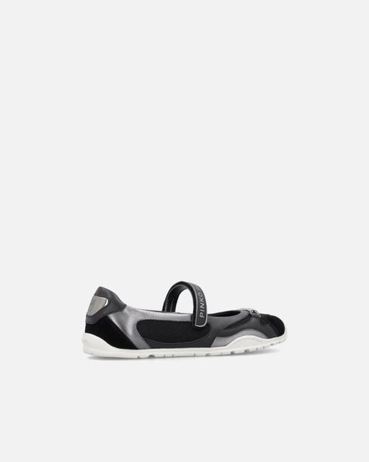 Pinko White Sporty Ballet Flats With Inserts And Lettering