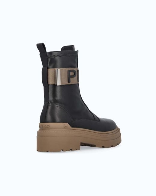 Pinko White Platform Boots With Lettering Logo