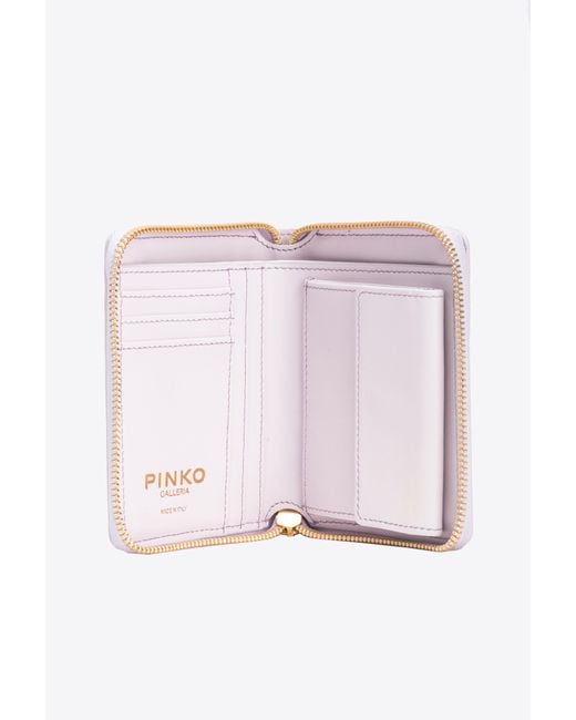 Pinko Multicolor Galleria Square Zip-around Wallet In Shiny Croc-print Leather