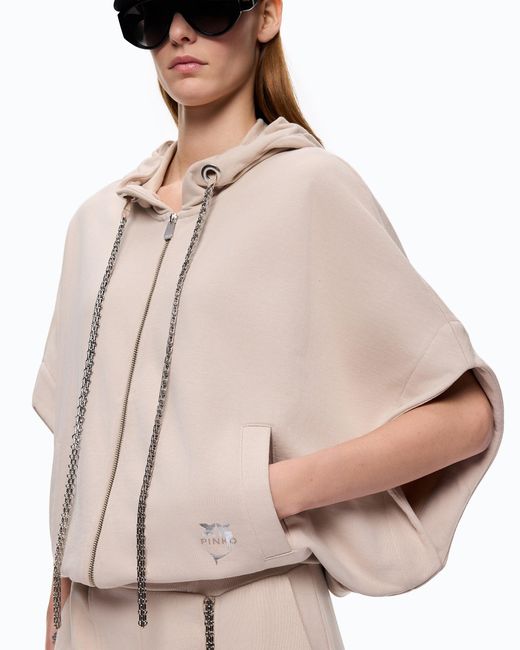 Pinko Natural Fleece Jacket With Hood And Chain