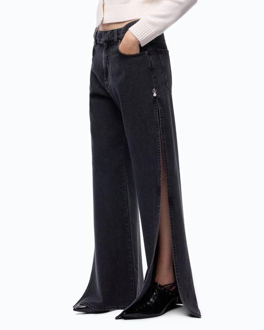 Pinko Black Wide-Leg Jeans With Side Slits