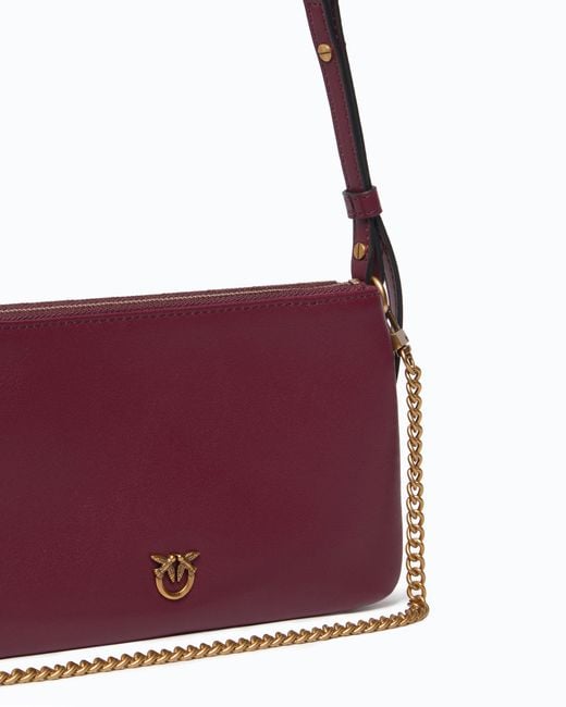 Pinko Purple Leather Mini Double Bag With Shoulder Strap