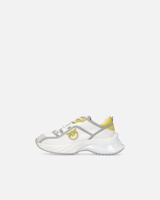 Pinko White Ariel Perforated Sneakers With Bird Logo