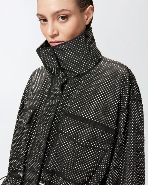 【PINKO】Technical parka with rhinestone-effect mini studs PINKO TECHNICAL PARKA WITH RHINESTONE-EFFECT MINI STUDS