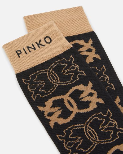 Pinko White Socks With All-over Jacquard Logo