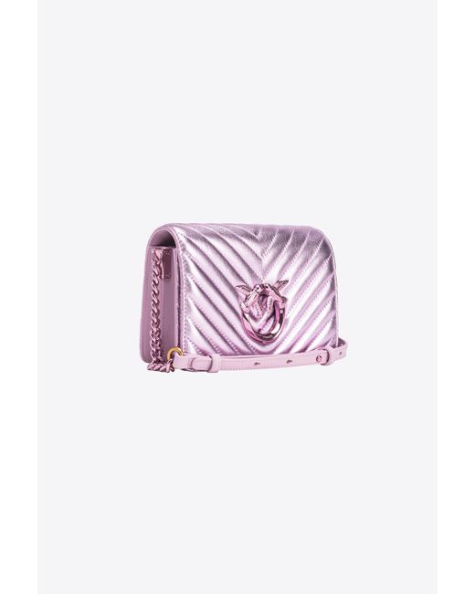 Mini Love Bag Click Metal Chevron di Pinko in Pink