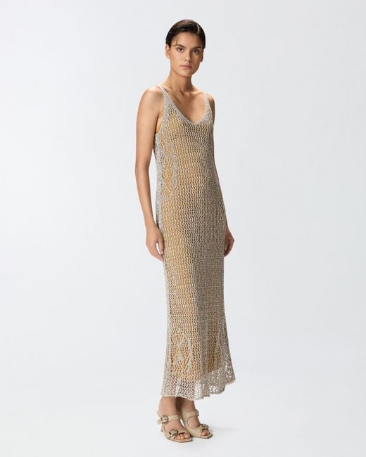 Pinko White Sequinned Mermaid Dress With Openwork