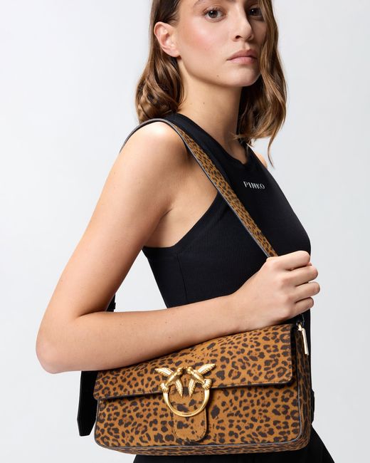 Borsa A Spalla Media Love Bag One Slouchy di Pinko in Brown